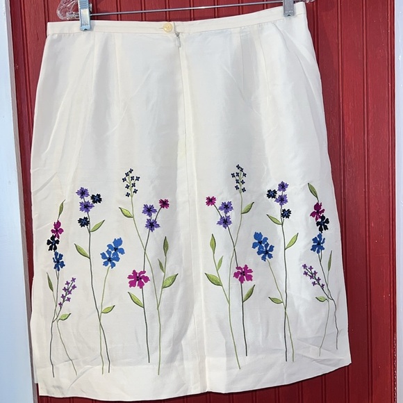 Vintage Travis Ayers Cream Embellished Pencil Skirt Silk 16 - Picture 2 of 7